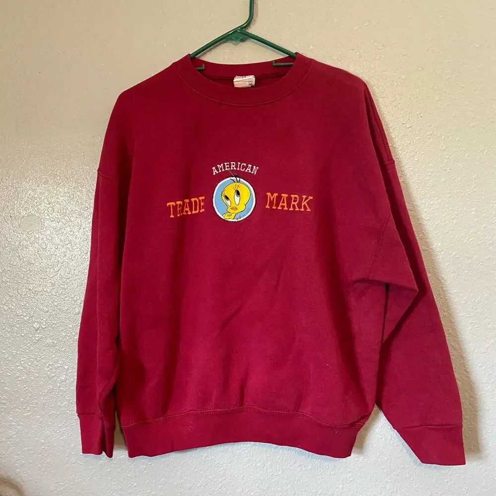Looney Tunes Tweety XL Red Sweatshirt Vintage Pullover Long Sleeve Top Shirt - Picture 6 of 6